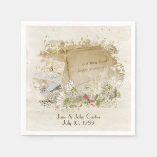Vintage Hochzeitsalbum mit Molkereien Serviette