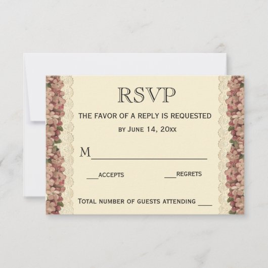 Vintage Hochzeitsblumenblüten RSVP Karte (Vorderseite)