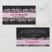 Vintage Hochzeitsdesignerin für Schwarz/Rosa Visitenkarte (Vorne/Hinten)