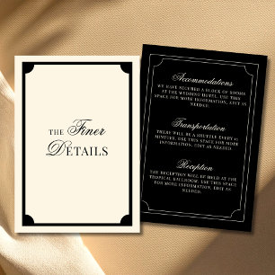 Vintage Hochzeitsdetails in Schwarz und Elfenbein  Begleitkarte