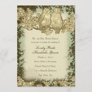 Vintage-Hochzeitseinladung für Mr. und Mrs. Eule Einladung