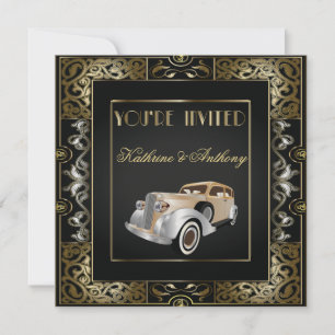 Vintage Hochzeitseinladung im klassischen Gatsby-S Einladung