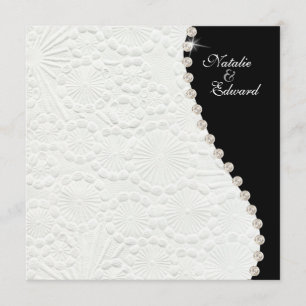 Vintage-Hochzeitseinladung im Schwarz-Weiß-Muster Einladung