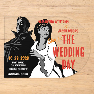 Vintage-Hochzeitseinladung im Stil alter Filmmonst Acryleinladungen