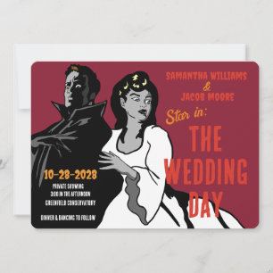 Vintage-Hochzeitseinladung im Stil alter Filmmonst Einladung