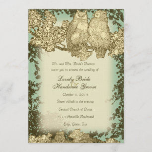 Vintage Hochzeitseinladung mit Eule für Mr. und Mr Einladung