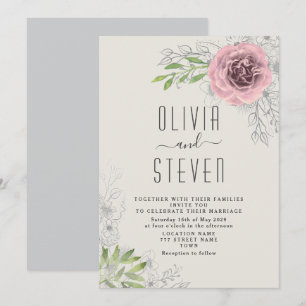 Vintage-Hochzeitseinladung mit floralem Muster in  Einladung