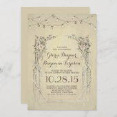 Vintage Hochzeitseinladung mit Saitenlichtern Einladung (Vorne/Hinten)