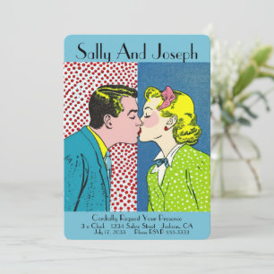 Vintage-Hochzeitseinladung, Retro, Pop-Art 50er Einladung
