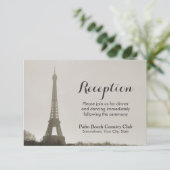 Vintage Hochzeitsempfehlung für Paris Eiffel Begleitkarte (Stehend Vorderseite)