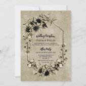 Vintage Hochzeitsempfehlung für Sonnenblumen Einladung (Vorderseite)