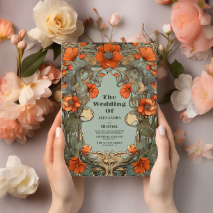Vintage-Hochzeitsfeier im Stil des Art Nouveau Einladung