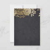 Vintage Hochzeitsfeier in Gold RSVP Karte (Rückseite)