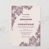 Vintage Hochzeitsfeier in Rosa und Mauve Einladung (Vorne/Hinten)