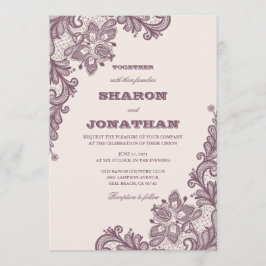 Vintage Hochzeitsfeier in Rosa und Mauve Einladung