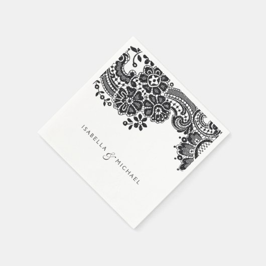 Vintage Hochzeitsfeier in Schwarzweiß Serviette (Ecke)