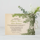 Vintage Hochzeitsfeier mit Eiche Einladung (Stehend Vorderseite)