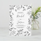 Vintage Hochzeitsfeier mit grauer Wasserfarbe Einladung (Stehend Vorderseite)