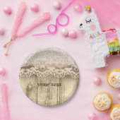 Vintage Hochzeitsfeier mit Lace & Wood Rustic Tell Pappteller (Party)