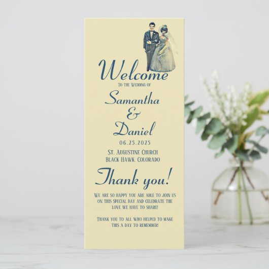 Vintage Hochzeitsfeier Programm (Stehend Vorderseite)