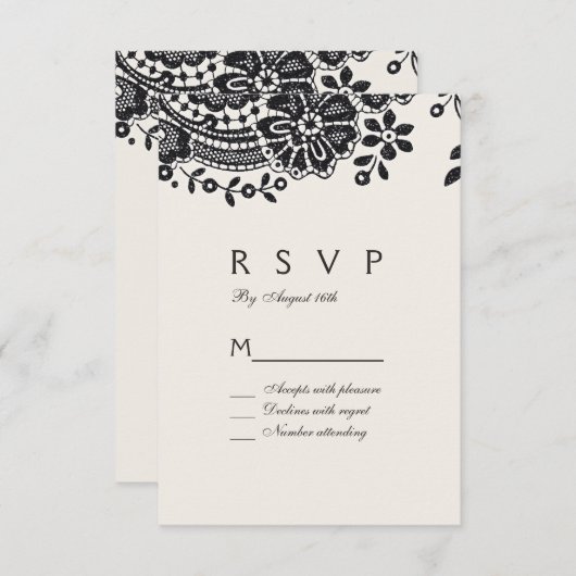 Vintage Hochzeitsfeier RSVP in Schwarzweiß (Vorne/Hinten)