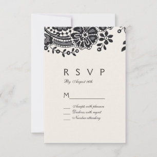 Vintage Hochzeitsfeier RSVP in Schwarzweiß Karte