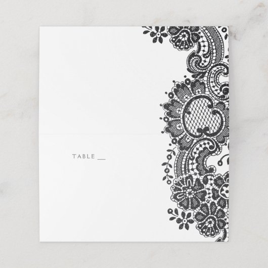 Vintage Hochzeitsfeiern in Schwarz - Platzkarten (Außenseite Aufgefaltet)