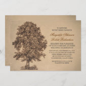 Vintage Hochzeitsfeiern mit alten Eichen Einladung (Vorne/Hinten)