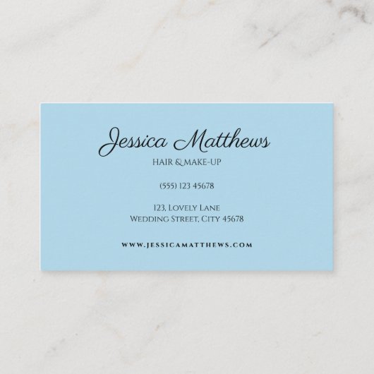 Vintage Hochzeitshaar Rose Blauer Blume Visitenkarte (Rückseite)