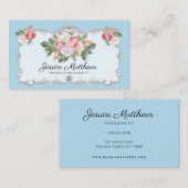 Vintage Hochzeitshaar Rose Blauer Blume Visitenkarte (Vorne/Hinten)