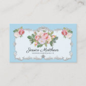Vintage Hochzeitshaar Rose Blauer Blume Visitenkarte (Vorderseite)