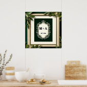 Vintage-Hochzeitsinitialen mit Krone Poster (Küche)