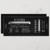 Vintage Hochzeitskarte Einladung schwarz (Vorne/Hinten)