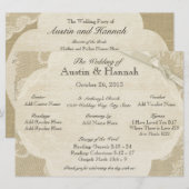 Vintage Hochzeitskarte und Burlap-Hochzeitskarte Programm (Vorne/Hinten)