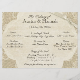 Vintage Hochzeitskarte und Burlap-Hochzeitskarte Programm