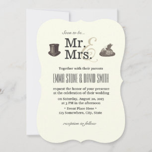 Vintage-Hochzeitskarten für Mr. & Mrs. Einladung