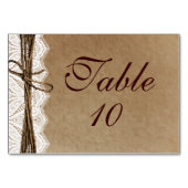 Vintage Hochzeitskarten für rustikales Land Tischnummer (Rückseite)