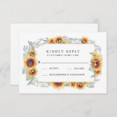 Vintage Hochzeitskarten für Sonnenblumen RSVP Karte (Vorne/Hinten)