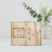 Vintage Hochzeitskarten RSVP Karte (Stehend Vorderseite)