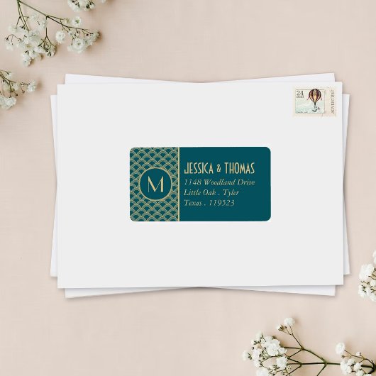 Vintage Hochzeitskollektion Art Déco Gatsby von 19 Adressaufkleber