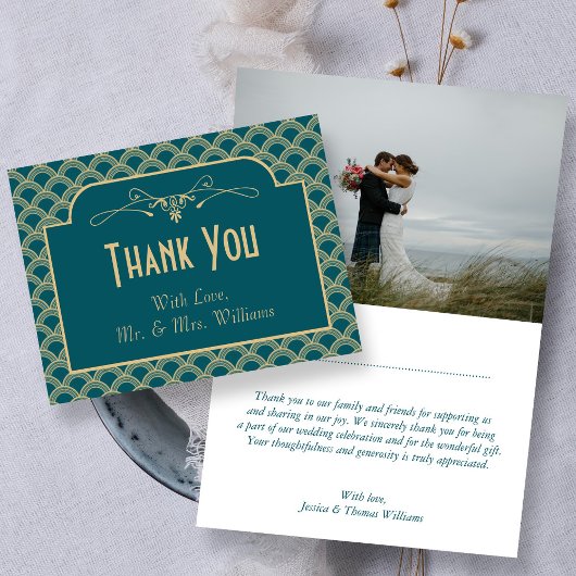 Vintage Hochzeitskollektion Art Déco Gatsby von 19 Dankeskarte