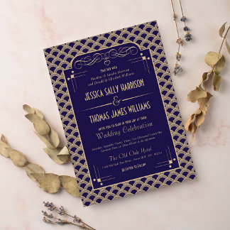 Vintage Hochzeitskollektion Art Déco Gatsby von 19 Einladung