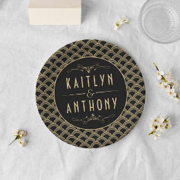 Vintage Hochzeitskollektion Art Déco Gatsby von 19 Pappteller