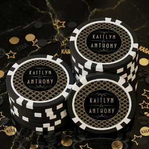 Vintage Hochzeitskollektion Art Déco Gatsby von 19 Pokerchips