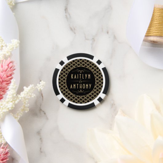 Vintage Hochzeitskollektion Art Déco Gatsby von 19 Pokerchips (Hochzeit)