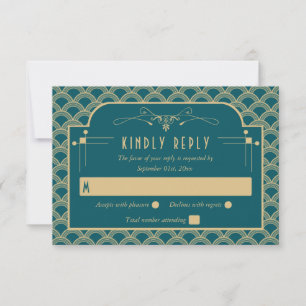 Vintage Hochzeitskollektion Art Déco Gatsby von 19 RSVP Karte