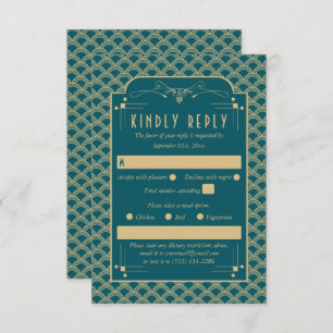 Vintage Hochzeitskollektion Art Déco Gatsby von 19 RSVP Karte
