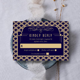 Vintage Hochzeitskollektion Art Déco Gatsby von 19 RSVP Karte