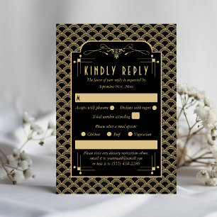 Vintage Hochzeitskollektion Art Déco Gatsby von 19 RSVP Karte