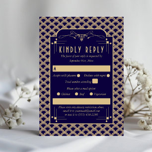 Vintage Hochzeitskollektion Art Déco Gatsby von 19 RSVP Karte